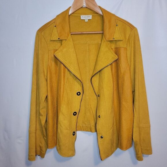 Laura Jackets & Blazers - Laura Faux Suede Bright Mustard Yellow Jacket